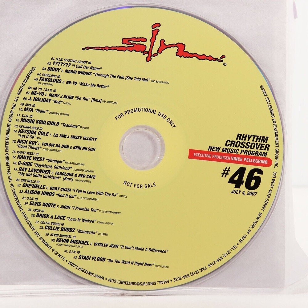 S.I.N #46 New Music Program Rhythm Crossover Promo (CD, Jul 2007) Mystery Artist